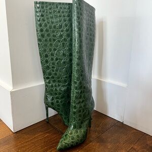 NEW Paris Texas Stiletto Boot Green Croc 39